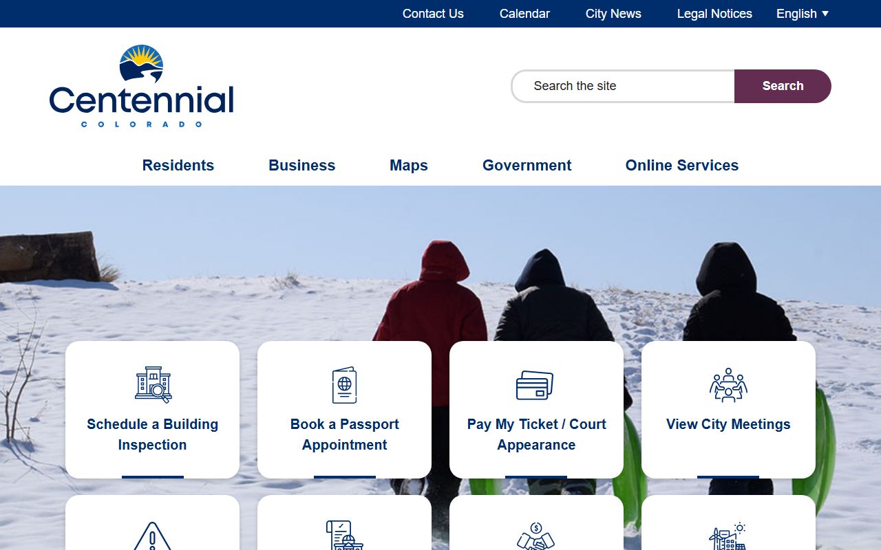 Centennial Police Department website showing public records access
