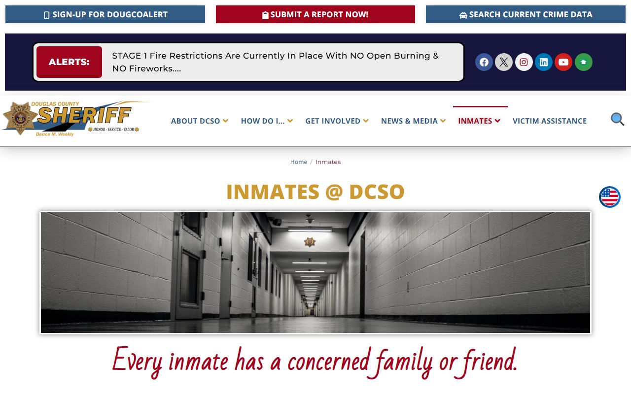 Douglas County Sheriff inmate search page