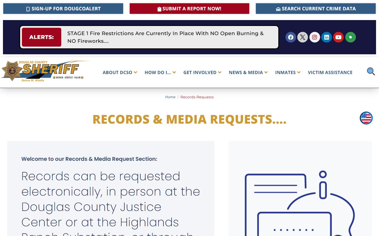 Douglas County Sheriff records request page