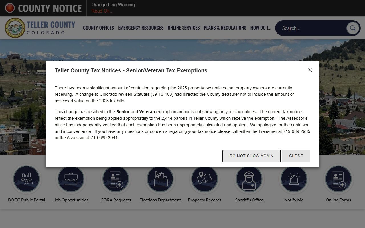 Teller County Sheriff's Office website