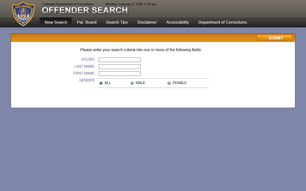 Colorado Department of Corrections inmate search portal
